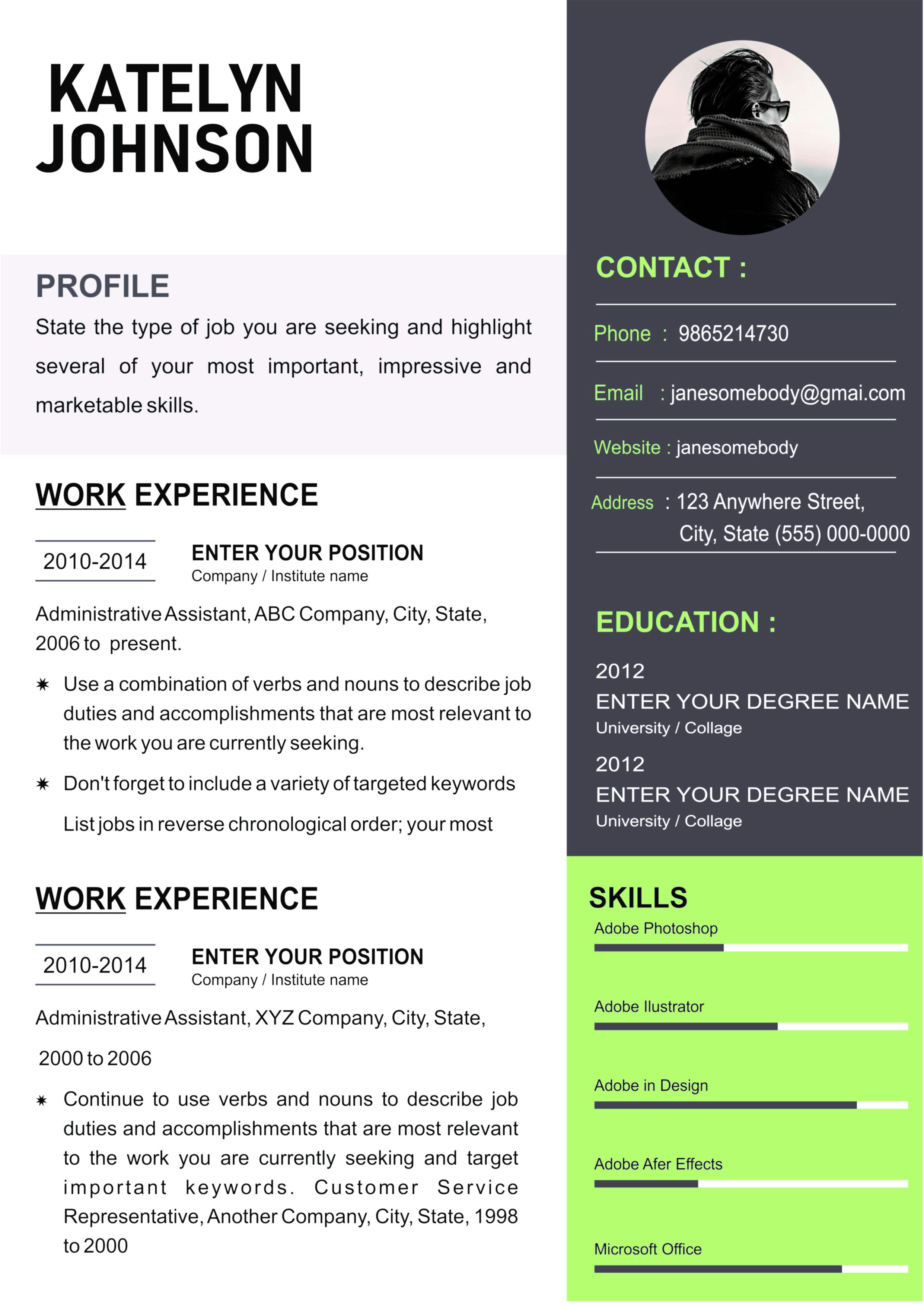 Resume Green Grey